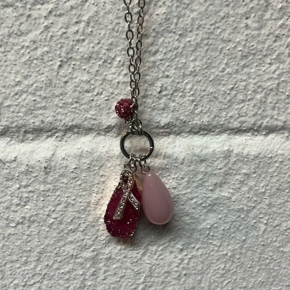 Elegant Pink and Silver Pendant Necklace by Lane Bryant - Picture 3 of 3